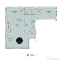 ЖК Ertis — 3-ком 111.1 м² (от 51,642,900 тг)