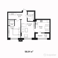 ЖК Кок жайлау — 2-ком 58.9 м² (от 27,393,150 тг)