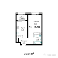 ЖК Maxima City — 1-ком 35.9 м² (от 18,688,800 тг)