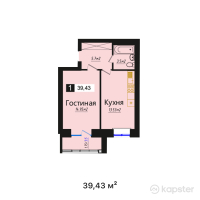 ЖК Береке — 1-ком 39.4 м² (от 14,391,950 тг)