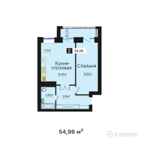 ЖК Береке — 2-ком 55 м² (от 18,686,400 тг)