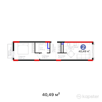 ЖК Urpaq — 2-ком 40.5 м² (от 15,872,080 тг)