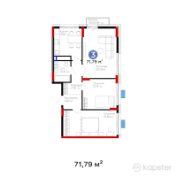 ЖК Urpaq — 3-ком 71.8 м² (от 25,126,500 тг)