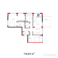 ЖК Urpaq — 3-ком 119.8 м² (от 47,216,960 тг)