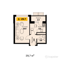 ЖК Sapfir — 1-ком 29.7 м² (от 12,771,000 тг)