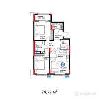 ЖК MoD. Urban — 3-ком 74.7 м² (от 39,153,280 тг)