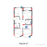 ЖК MoD. Urban — 3-ком 106.4 м² (от 54,663,900 тг)