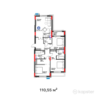 ЖК MoD. Urban — 4-ком 110.6 м² (от 56,822,700 тг)