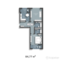 ЖК Status — 2-ком 84.8 м² (от 46,623,500 тг)