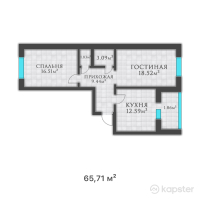 ЖК Бавария — 2-ком 65.7 м² (от 17,084,600 тг)