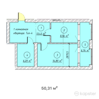 ЖК Bai Orda — 1-ком 50.3 м² (от 16,602,300 тг)