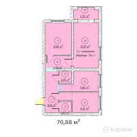 ЖК Bai Orda — 3-ком 70.9 м² (от 23,390,400 тг)