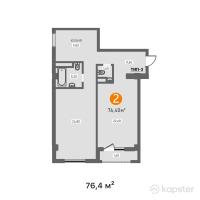 ЖК Shahar — 2-ком 76.4 м² (от 24,295,200 тг)