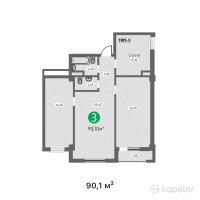 ЖК Shahar — 3-ком 90.1 м² (от 28,651,800 тг)