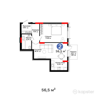 ЖК Aisar — 2-ком 56.5 м² (от 22,261,000 тг)