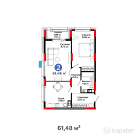 ЖК Aisar — 2-ком 61.5 м² (от 24,223,120 тг)