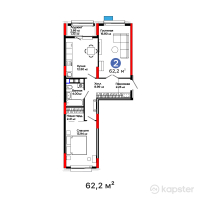 ЖК Aisar — 2-ком 62.2 м² (от 24,506,800 тг)