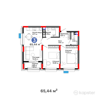 ЖК Aisar — 2-ком 65.4 м² (от 25,783,360 тг)