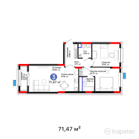 ЖК Aisar — 3-ком 71.5 м² (от 28,159,180 тг)