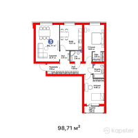 ЖК Aisar — 3-ком 98.7 м² (от 63,829,044 тг)