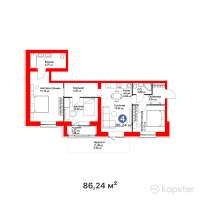 ЖК Aisar — 4-ком 86.2 м² (от 33,978,560 тг)