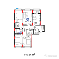 ЖК Aisar — 4-ком 116 м² (от 45,704,000 тг)