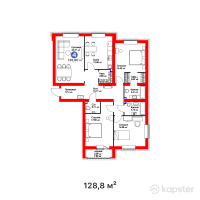 ЖК Aisar — 4-ком 128.8 м² (от 50,747,200 тг)