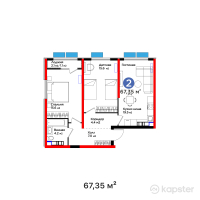 ЖК Arman Qala — 2-ком 67.4 м² (от 23,437,800 тг)