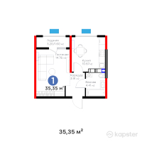 Бигвилль Атамұра — 1-ком 35.4 м² (от 13,256,250 тг)