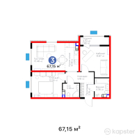 Бигвилль Атамұра — 3-ком 67.2 м² (от 25,181,250 тг)