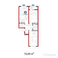 Бигвилль Атамұра — 3-ком 75.7 м² (от 28,383,750 тг)