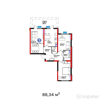 Бигвилль Атамұра — 3-ком 86.3 м² (от 32,377,500 тг)