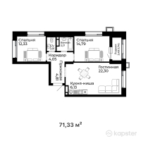 ЖК Qasiet — 3-ком 71.3 м² (от 34,595,050 тг)