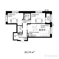 ЖК Qasiet — 3-ком 83.8 м² (от 40,638,150 тг)