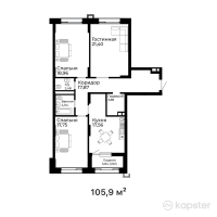 ЖК Qasiet — 3-ком 105.9 м² (от 51,361,500 тг)