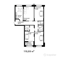 ЖК Qasiet — 4-ком 119.7 м² (от 58,049,650 тг)