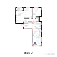ЖК Arena City — 4-ком 88.3 м² (от 41,073,450 тг)