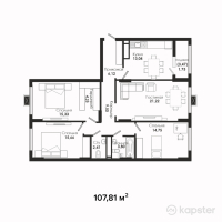 ЖК Центральный Сквер — 4-ком 107.8 м² (от 44,405,000 тг)