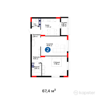 ЖК BESTEREK — 2-ком 67.4 м² (от 47,373,303 тг)