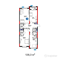 ЖК Prime — 3-ком 128.3 м² (от 69,666,900 тг)