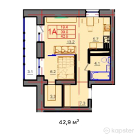 ЖК Qurmangazy — 1-ком 42.9 м² (от 10,296,000 тг)