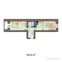 ЖК Qurmangazy — 2-ком 50.9 м² (от 12,216,000 тг)