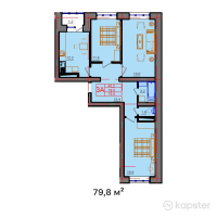 ЖК Qurmangazy — 3-ком 79.8 м² (от 19,152,000 тг)