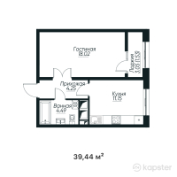 ЖК Tandau — 1-ком 39.4 м² (от 18,852,320 тг)