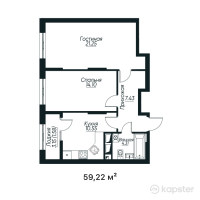 ЖК Tandau — 2-ком 59.2 м² (от 28,958,580 тг)