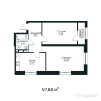 ЖК Tandau — 2-ком 67.9 м² (от 30,885,400 тг)