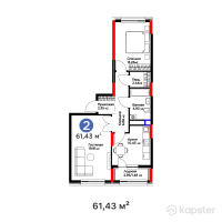 ЖК Jetisu.Kerbez — 2-ком 61.4 м² (от 33,725,070 тг)