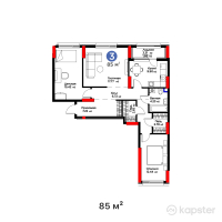 ЖК Jetisu.Kerbez — 3-ком 85 м² (от 30,430,000 тг)