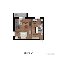 ЖК Кымбат — 2-ком 56.8 м² (от 18,163,200 тг)