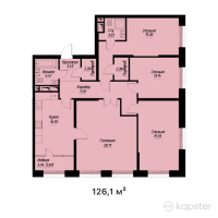 ЖК UMAI — 4-ком 126.1 м² (от 70,111,600 тг)